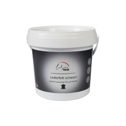 HKM zwarte ledervet Zwart