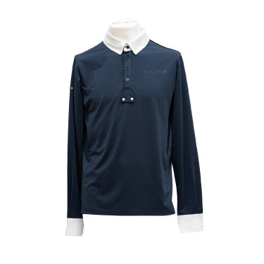 Wedstrijdpolo met lange mouwen voor heren San Remo Flags & Cup Marine Marineblauw