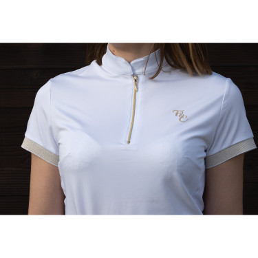 Wedstrijdrijpoloshirt Flags & Cup Andria dames korte mouw Wit