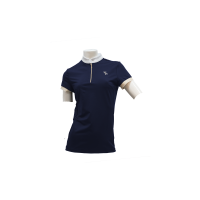 Wedstrijdrijpoloshirt Flags & Cup Andria dames korte mouw Marine Marineblauw