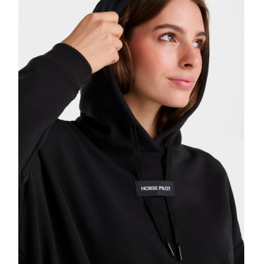 Dames paardrijhoodie Horse Pilot Zwart