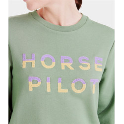 Dames paardrijsweater Horse Pilot Team Shirt Glad groen