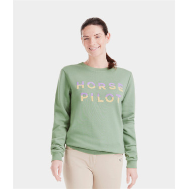 Dames paardrijsweater Horse Pilot Team Shirt Glad groen
