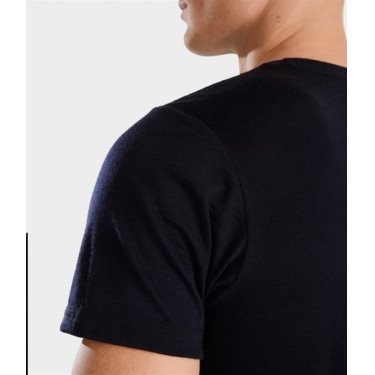 Heren Merinowollen Horse Pilot rij-T-shirt Donkere nacht Zwart