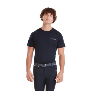 Heren Merinowollen Horse Pilot rij-T-shirt Donkere nacht Zwart