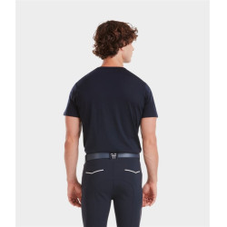 Heren Merinowollen Horse Pilot rij-T-shirt Donkere nacht Zwart