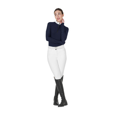Polo wedstrijd slim fit dames met mesh inzetstukken Equestro Marineblazer Marineblauw