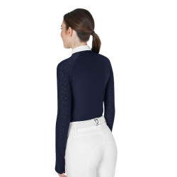 Polo wedstrijd slim fit dames met mesh inzetstukken Equestro Marineblazer Marineblauw