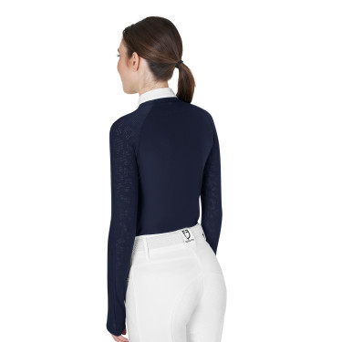 Polo wedstrijd slim fit dames met mesh inzetstukken Equestro Marineblazer Marineblauw