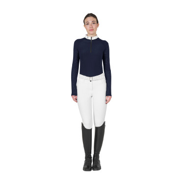 Polo wedstrijd slim fit dames met mesh inzetstukken Equestro Marineblazer Marineblauw