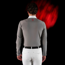 Concours polo voor heren Equestro Ridertechnology met lange mouwen en knopen Spotlijster Grijs Concours polo voor heren Equestro Ridertechnology met lange mouwen en knopen Spotlijster Grijs