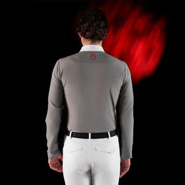 Concours polo voor heren Equestro Ridertechnology met lange mouwen en knopen Spotlijster Grijs Concours polo voor heren Equestro Ridertechnology met lange mouwen en knopen Spotlijster Grijs