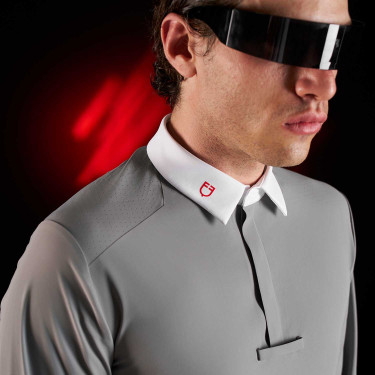 Concours polo voor heren Equestro Ridertechnology met lange mouwen en knopen Spotlijster Grijs Concours polo voor heren Equestro Ridertechnology met lange mouwen en knopen Spotlijster Grijs