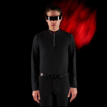 Trainingspolo voor heren Equestro Ridertechnology met lange mouwen en rits Zwart