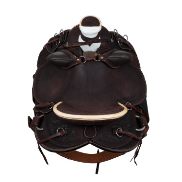 Westernzadel Wade met houten boom en Denver-singel Bruin