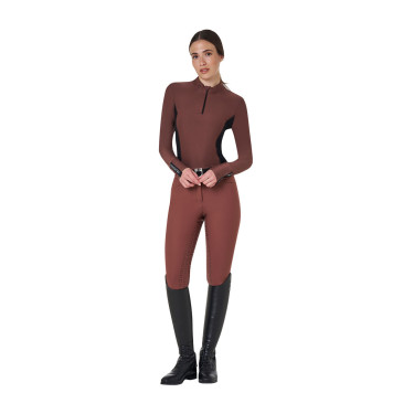 Dames Trainingspolo Lange Mouwen Equestro Bruin Dames Trainingspolo Lange Mouwen Equestro Bruin