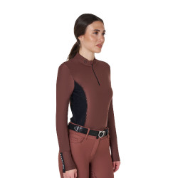Dames Trainingspolo Lange Mouwen Equestro Bruin