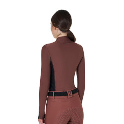 Dames Trainingspolo Lange Mouwen Equestro Bruin