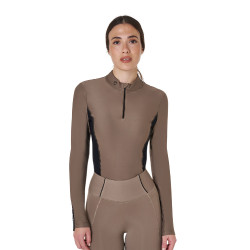 Dames Trainingspolo Lange Mouwen Equestro Walnoot Bruin