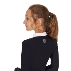 Wedstrijdpolo Meisje met Strass Equestro Zwart