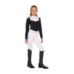 Wedstrijdpolo Meisje met Strass Equestro Zwart