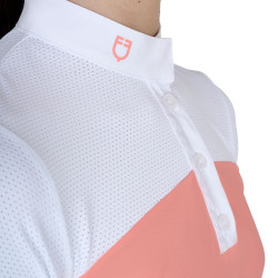 Meisjeswedstrijdpolo met Korte Mouwen en Knopen met Mesh Equestro Woestijnbloem Roze