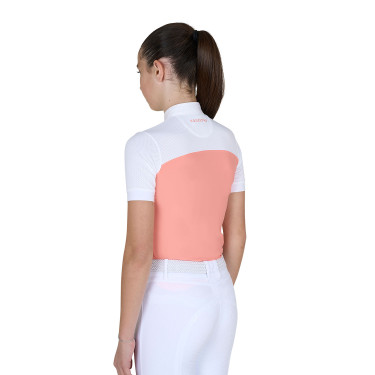 Meisjeswedstrijdpolo met Korte Mouwen en Knopen met Mesh Equestro Woestijnbloem Roze