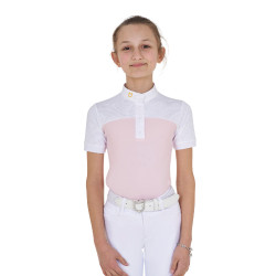 Meisjeswedstrijdpolo met Korte Mouwen en Knopen met Mesh Equestro Ballerina Roze