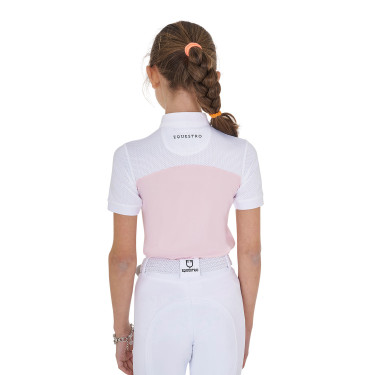 Meisjeswedstrijdpolo met Korte Mouwen en Knopen met Mesh Equestro Ballerina Roze