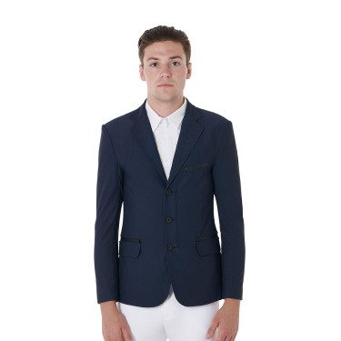 Wedstrijdjas geperforeerd heren 3 knopen Equestro Marineblazer Marineblauw