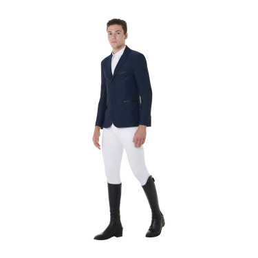 Wedstrijdjas geperforeerd heren 3 knopen Equestro Marineblazer Marineblauw