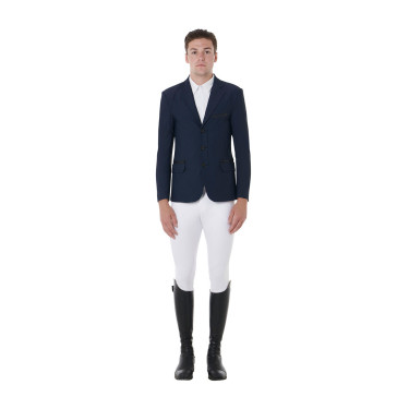 Wedstrijdjas geperforeerd heren 3 knopen Equestro Marineblazer Marineblauw