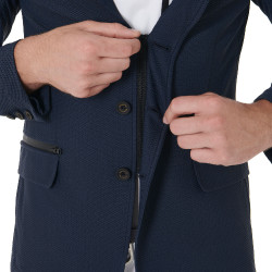 Wedstrijdjas geperforeerd heren 3 knopen Equestro Marineblazer Marineblauw