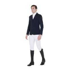 Wedstrijdjas voor heren met contrasterend geborduurd logo Equestro Marineblazer Marineblauw
