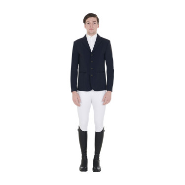Wedstrijdjas voor heren met contrasterend geborduurd logo Equestro Marineblazer Marineblauw