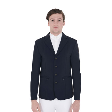 Wedstrijdjas voor heren met contrasterend geborduurd logo Equestro Marineblazer Marineblauw