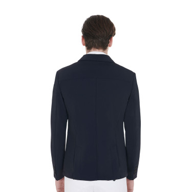 Wedstrijdjas voor heren met contrasterend geborduurd logo Equestro Marineblazer Marineblauw