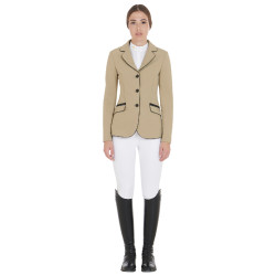 Wedstrijdjas dames in technische stretchstof Equestro Wierook Beige