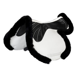 Springdeken Numnah met gelgrip aan beide zijden en volledige schapenvacht rand Acavallo Wit / zwart