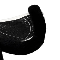 Springdeken Numnah met gelgrip aan beide zijden en volledige schapenvacht rand Acavallo Wit / zwart