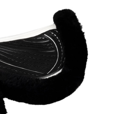 Springdeken Numnah met gelgrip aan beide zijden en volledige schapenvacht rand Acavallo Wit / zwart