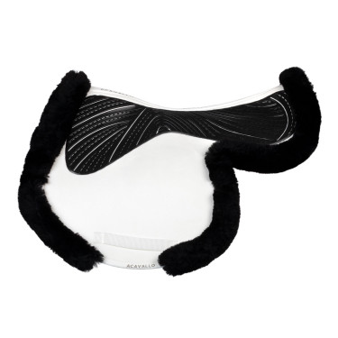 Springdeken Numnah met gelgrip aan beide zijden en volledige schapenvacht rand Acavallo Wit / zwart