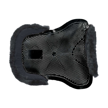 Gel schokdemper pony met uitsnijding en rand van schapenvacht Classic Acavallo Zwart / grijs