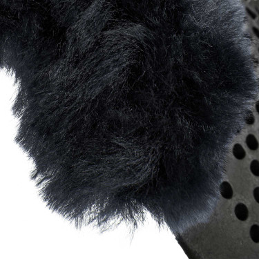 Gel schokdemper pony met uitsnijding en rand van schapenvacht Classic Acavallo Zwart / grijs