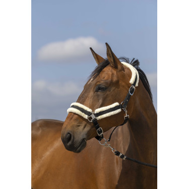 Halster Equithème Nylon Schapenvacht Zwart / wit