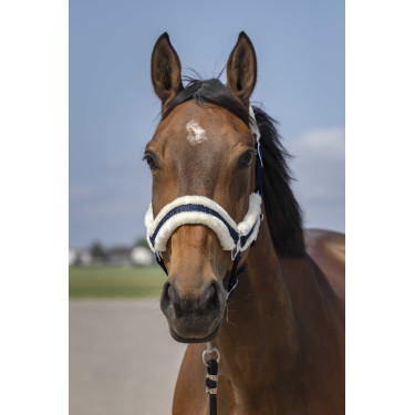 Halster Equithème Nylon Schapenvacht Marine / wit Blauw