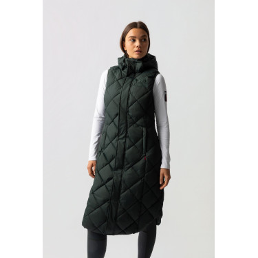 Lange mouwloze gewatteerde bodywarmer Gem B Vertigo Groene scarabee