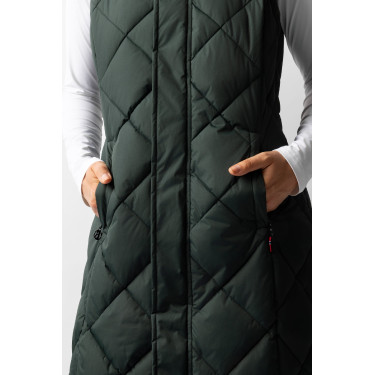 Lange mouwloze gewatteerde bodywarmer Gem B Vertigo Groene scarabee
