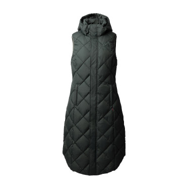 Lange mouwloze gewatteerde bodywarmer Gem B Vertigo Groene scarabee