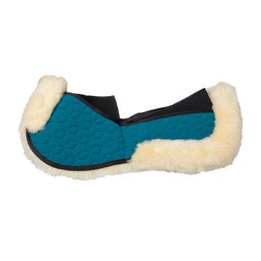 Equestro-schokdemper van elastaan met zakken en schapenvachtvoering Petroleum / natuurlijk